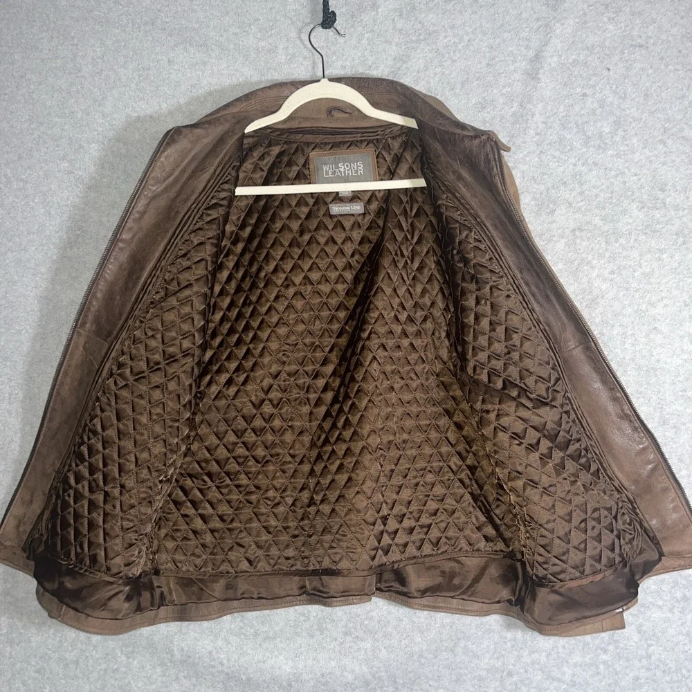Y2K Wilsons Leather Brown Nubuck Patina Thinsulate Jacket Women's XL Retro‎ 90's
